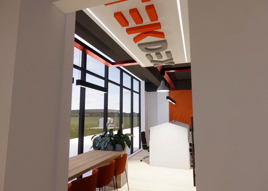 Collaboration space with full-height glazing