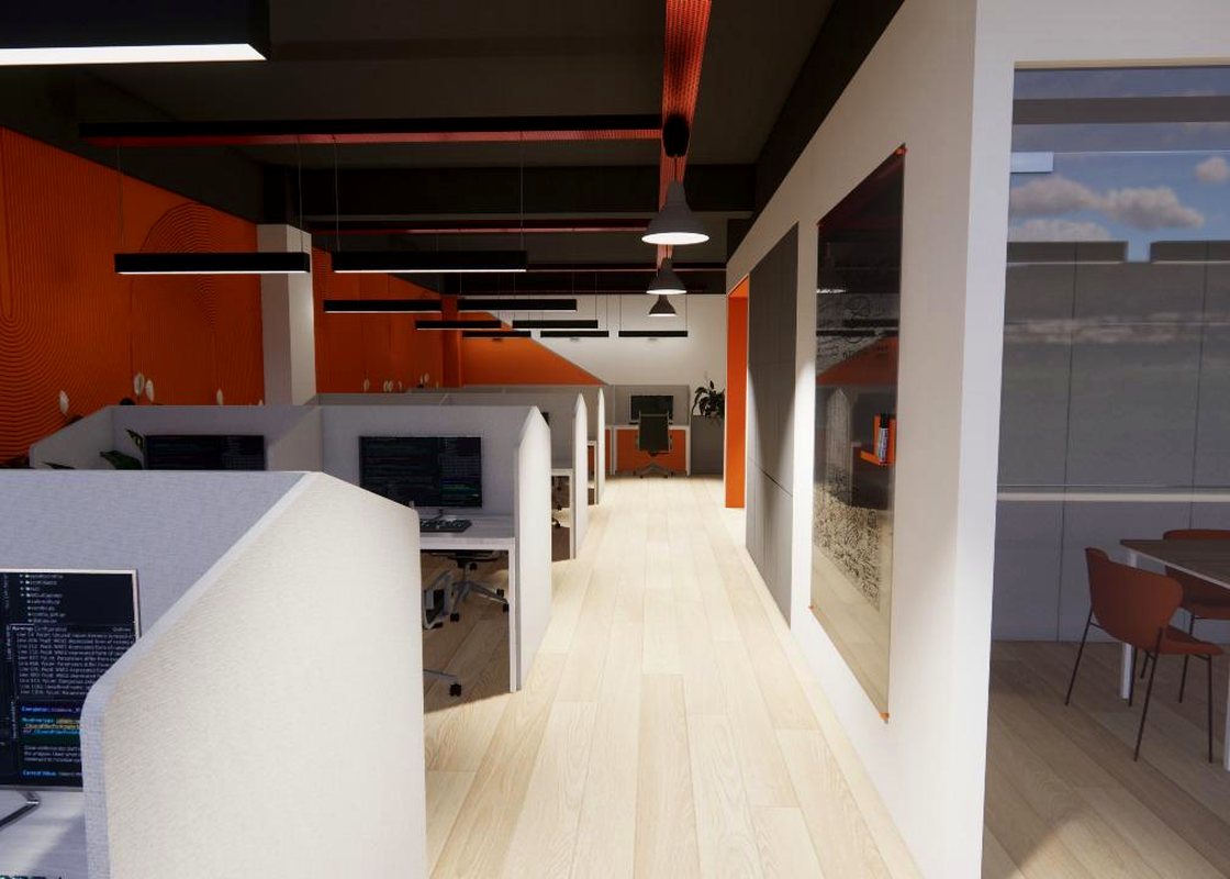 The open-plan engineering floor
